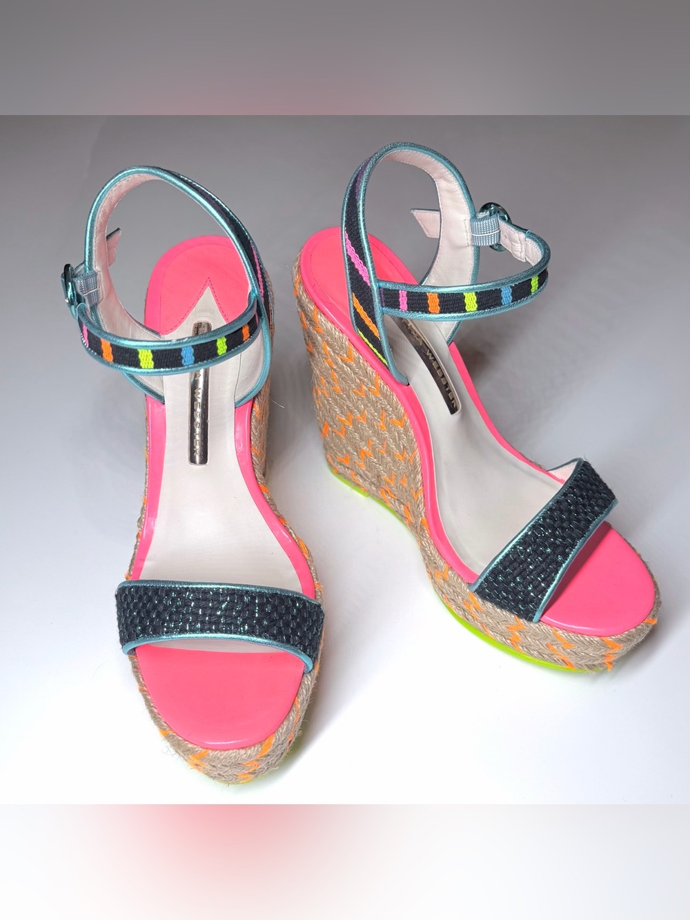 Sophia Webster Multicolor Fabric and Leather Lucita Espadrille Sandals Size- 38 - Picture 5 of 9